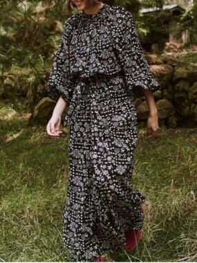 The Great. Floral Black The Joy Maxi Dress Size Small